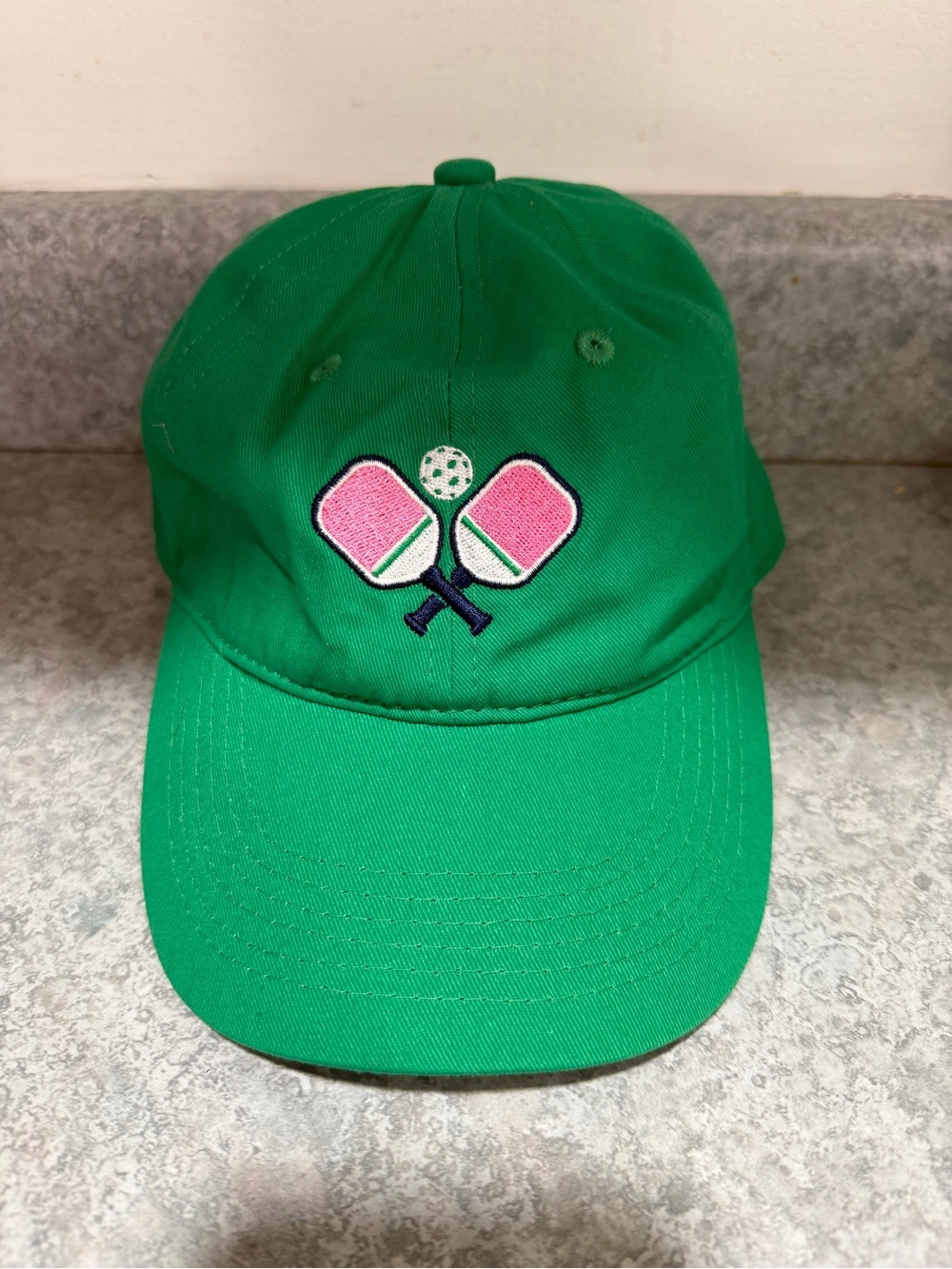Shiraleah Green Baseball Cap with Pink Paddle Embroidery